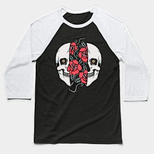 Skull and flowers Baseball T-Shirt